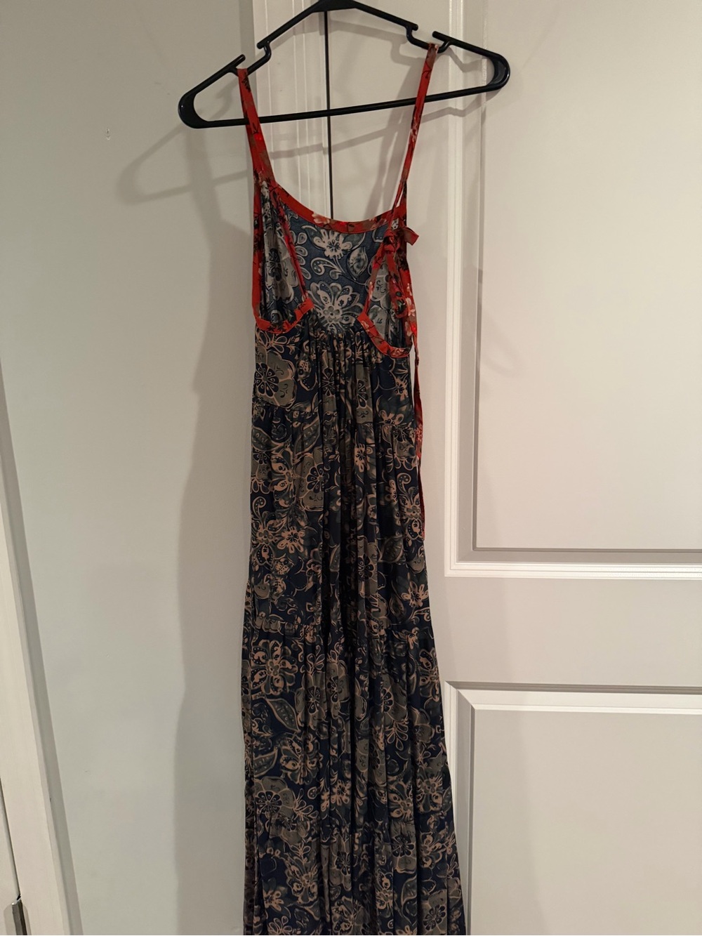 NATURAL LIFE Navy Floral Maxi Dress with Red Trim - Picture 3 of 7